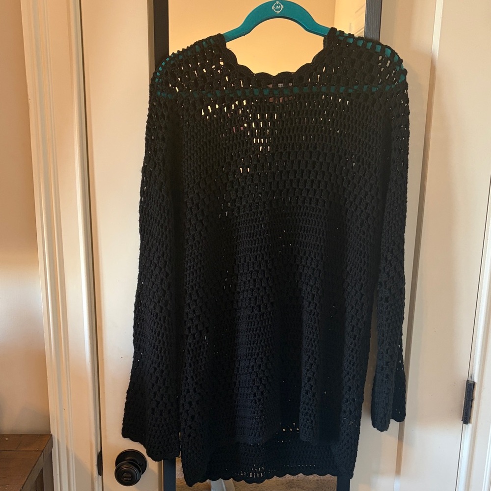 Show me your mumu Black Crochet Women's Sweater cover up